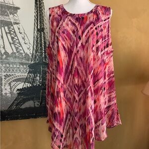 Susan Graver Pink and Orange Sleeveless Blouse